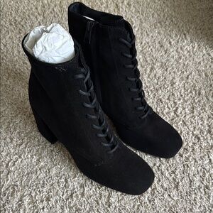 Elegant Black Lace-Up Ankle Boots